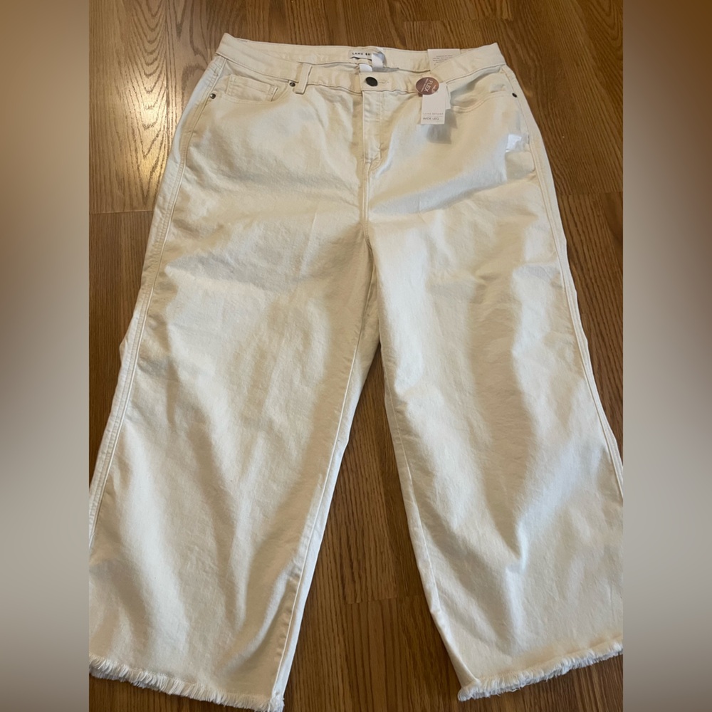 Lane Bryant Cream Wide-Leg Jeans